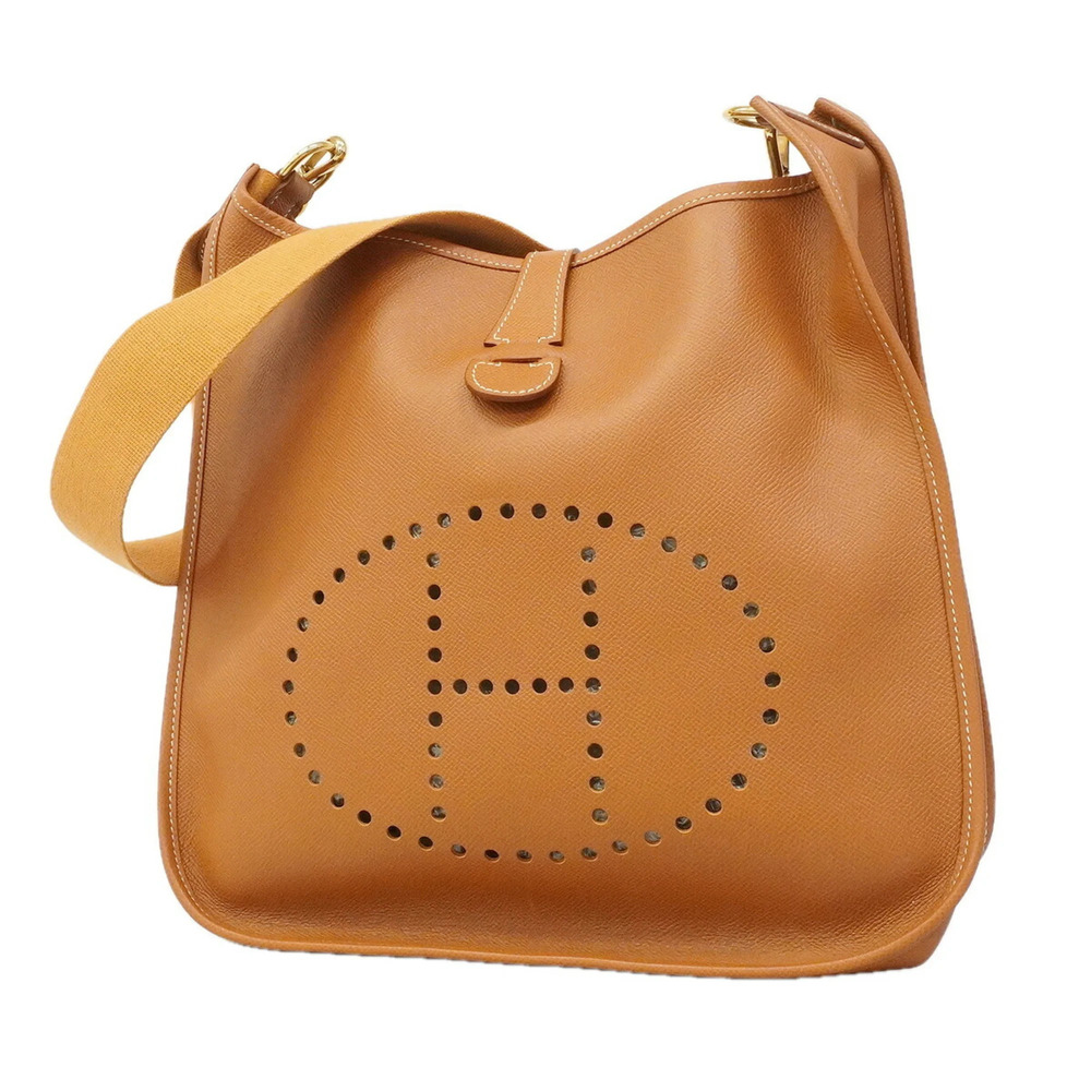 Hermes Evelyne 1GM Shoulder Bag, Courchevel Leather, Gold, □A Stamp, Women's,...